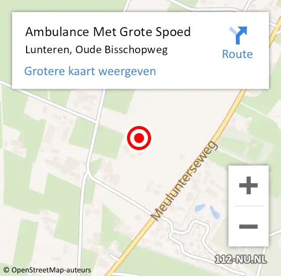 Locatie op kaart van de 112 melding: Ambulance Met Grote Spoed Naar Lunteren, Oude Bisschopweg op 8 mei 2015 17:53