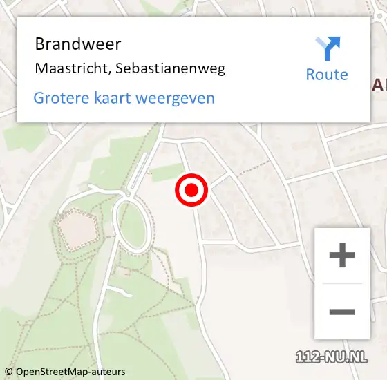 Locatie op kaart van de 112 melding: Brandweer Maastricht, Sebastianenweg op 8 mei 2015 18:52