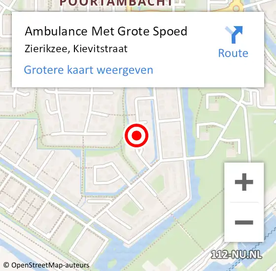 Locatie op kaart van de 112 melding: Ambulance Met Grote Spoed Naar Zierikzee, Kievitstraat op 8 mei 2015 20:00