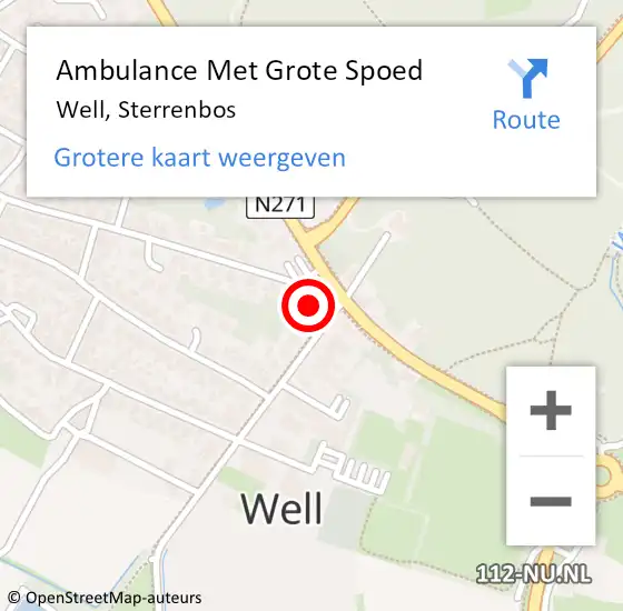 Locatie op kaart van de 112 melding: Ambulance Met Grote Spoed Naar Well, Sterrenbos op 8 mei 2015 20:29