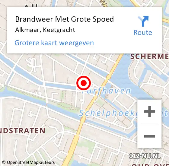 Locatie op kaart van de 112 melding: Brandweer Met Grote Spoed Naar Alkmaar, Keetgracht op 8 mei 2015 20:50