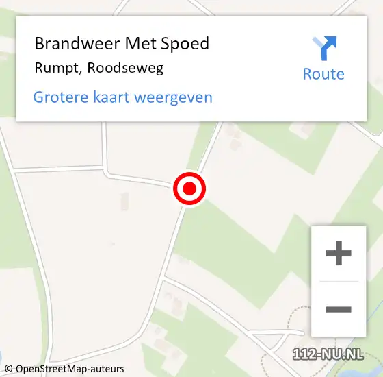 Locatie op kaart van de 112 melding: Brandweer Met Spoed Naar Rumpt, Roodseweg op 8 mei 2015 22:25