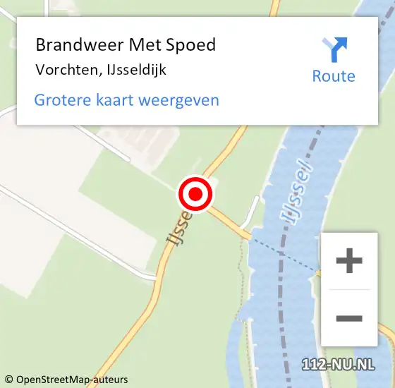 Locatie op kaart van de 112 melding: Brandweer Met Spoed Naar Vorchten, IJsseldijk op 8 mei 2015 22:29