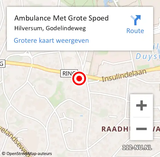 Locatie op kaart van de 112 melding: Ambulance Met Grote Spoed Naar Hilversum, Godelindeweg op 8 mei 2015 22:47