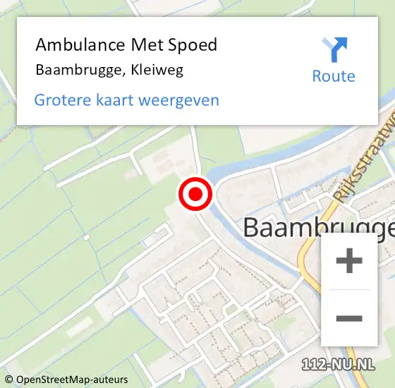 Locatie op kaart van de 112 melding: Ambulance Met Spoed Naar Baambrugge, Kleiweg op 8 mei 2015 23:47