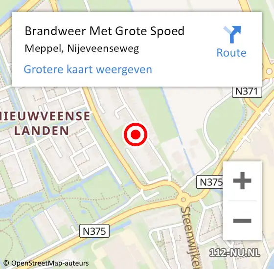 Locatie op kaart van de 112 melding: Brandweer Met Grote Spoed Naar Meppel, Nijeveenseweg op 8 mei 2015 23:56