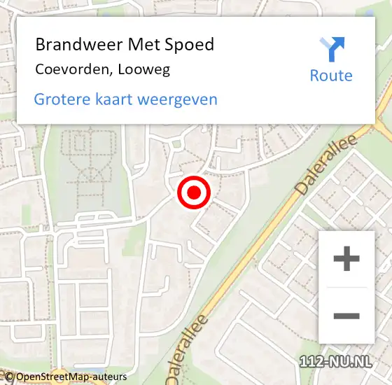 Locatie op kaart van de 112 melding: Brandweer Met Spoed Naar Coevorden, Looweg op 9 mei 2015 01:10