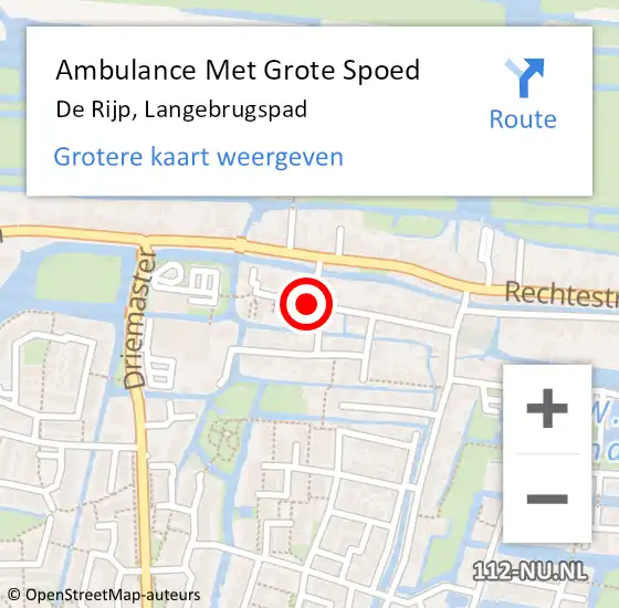 Locatie op kaart van de 112 melding: Ambulance Met Grote Spoed Naar De Rijp, Langebrugspad op 9 mei 2015 04:35