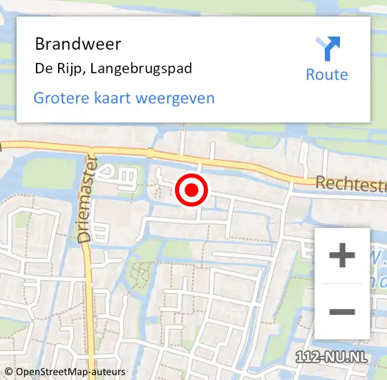 Locatie op kaart van de 112 melding: Brandweer De Rijp, Langebrugspad op 9 mei 2015 05:07