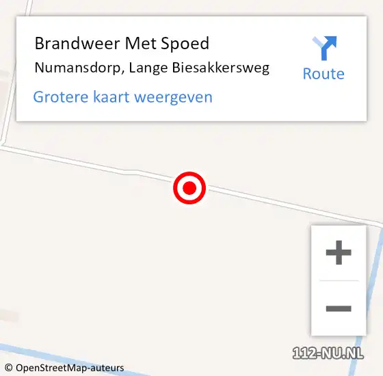 Locatie op kaart van de 112 melding: Brandweer Met Spoed Naar Numansdorp, Lange Biesakkersweg op 9 mei 2015 07:28