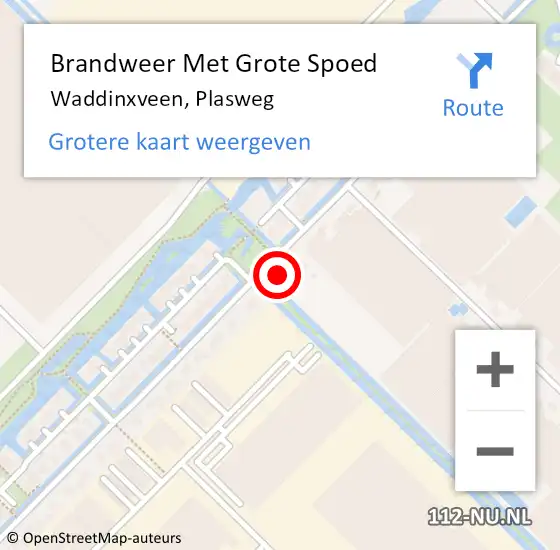 Locatie op kaart van de 112 melding: Brandweer Met Grote Spoed Naar Waddinxveen, Plasweg op 9 mei 2015 09:13