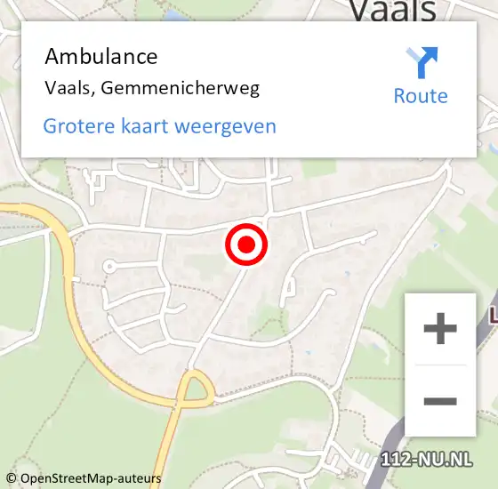 Locatie op kaart van de 112 melding: Ambulance Vaals, Gemmenicherweg op 7 november 2013 09:56