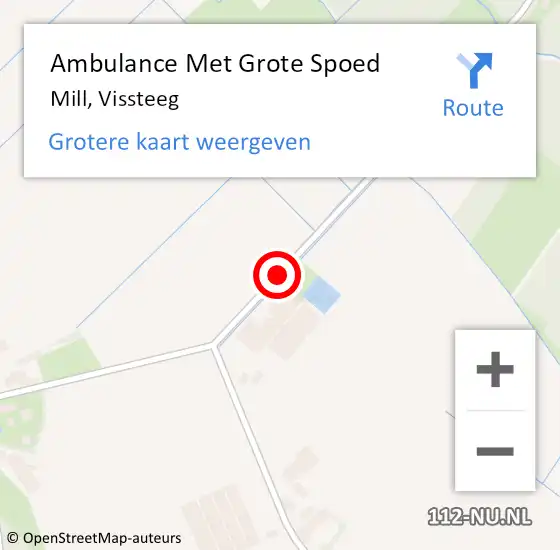 Locatie op kaart van de 112 melding: Ambulance Met Grote Spoed Naar Mill, Vissteeg op 9 mei 2015 11:39