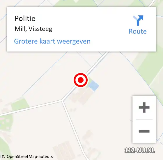 Locatie op kaart van de 112 melding: Politie Mill, Vissteeg op 9 mei 2015 11:40