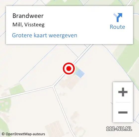 Locatie op kaart van de 112 melding: Brandweer Mill, Vissteeg op 9 mei 2015 11:40