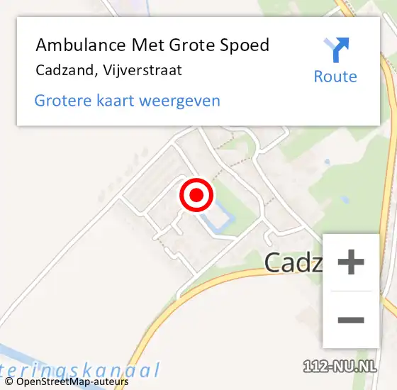 Locatie op kaart van de 112 melding: Ambulance Met Grote Spoed Naar Cadzand, Vijverstraat op 9 mei 2015 12:20