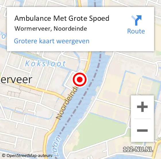 Locatie op kaart van de 112 melding: Ambulance Met Grote Spoed Naar Wormerveer, Noordeinde op 7 november 2013 10:01