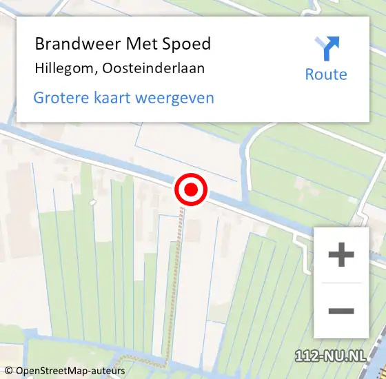 Locatie op kaart van de 112 melding: Brandweer Met Spoed Naar Hillegom, Oosteinderlaan op 9 mei 2015 12:31