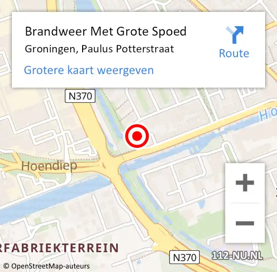 Locatie op kaart van de 112 melding: Brandweer Met Grote Spoed Naar Groningen, Paulus Potterstraat op 9 mei 2015 12:37