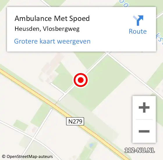 Locatie op kaart van de 112 melding: Ambulance Met Spoed Naar Heusden, Vlosbergweg op 9 mei 2015 13:09