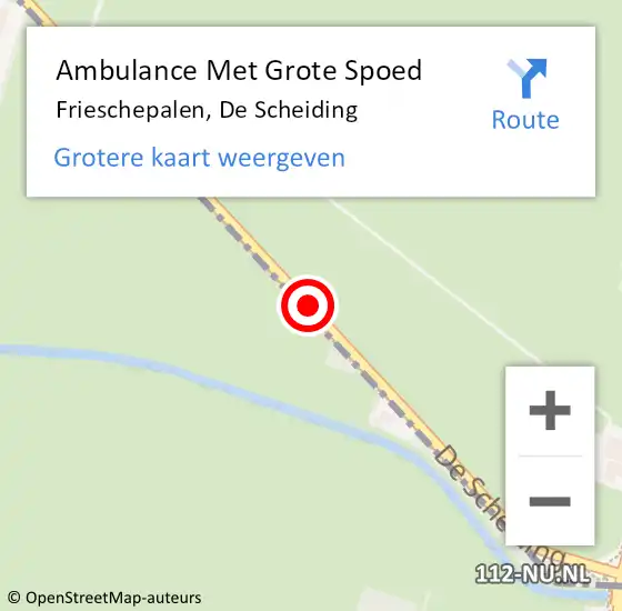 Locatie op kaart van de 112 melding: Ambulance Met Grote Spoed Naar Frieschepalen, De Scheiding op 9 mei 2015 13:12