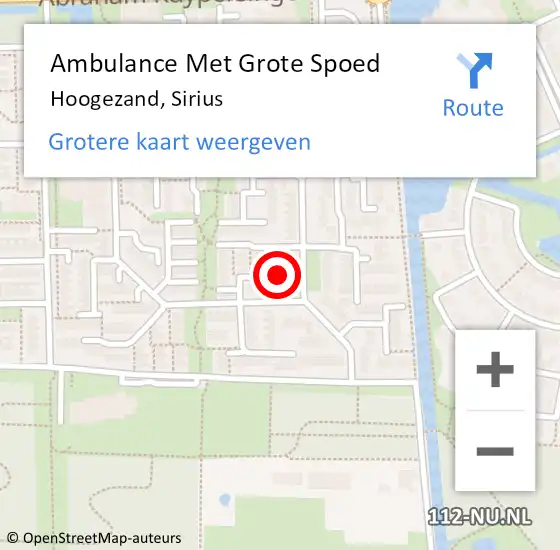 Locatie op kaart van de 112 melding: Ambulance Met Grote Spoed Naar Hoogezand, Sirius op 9 mei 2015 13:42