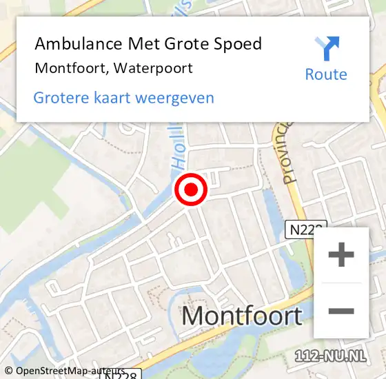 Locatie op kaart van de 112 melding: Ambulance Met Grote Spoed Naar Montfoort, Waterpoort op 9 mei 2015 14:56