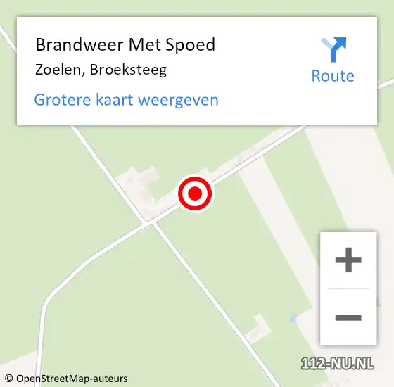 Locatie op kaart van de 112 melding: Brandweer Met Spoed Naar Zoelen, Broeksteeg op 9 mei 2015 15:12