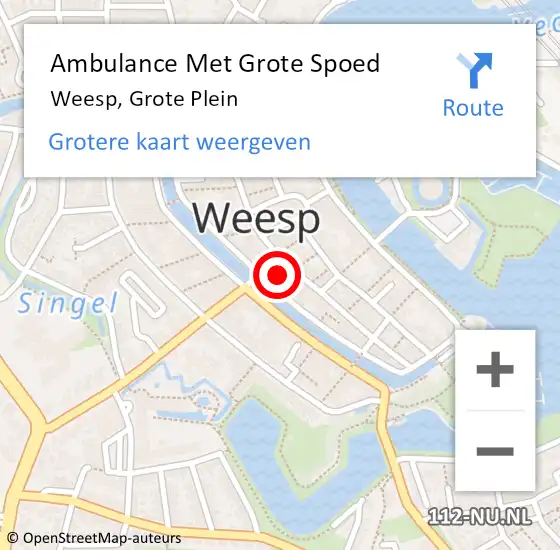 Locatie op kaart van de 112 melding: Ambulance Met Grote Spoed Naar Weesp, Grote Plein op 9 mei 2015 15:55