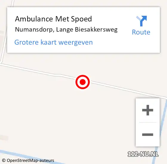 Locatie op kaart van de 112 melding: Ambulance Met Spoed Naar Numansdorp, Lange Biesakkersweg op 9 mei 2015 16:02