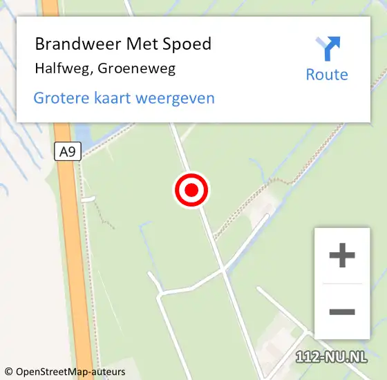 Locatie op kaart van de 112 melding: Brandweer Met Spoed Naar Halfweg, Groeneweg op 9 mei 2015 16:06