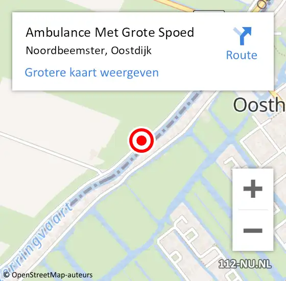 Locatie op kaart van de 112 melding: Ambulance Met Grote Spoed Naar Noordbeemster, Oostdijk op 9 mei 2015 16:18