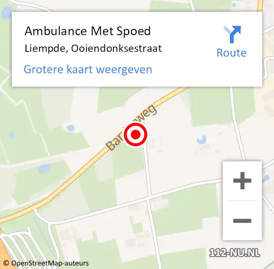 Locatie op kaart van de 112 melding: Ambulance Met Spoed Naar Liempde, Ooiendonksestraat op 9 mei 2015 17:26