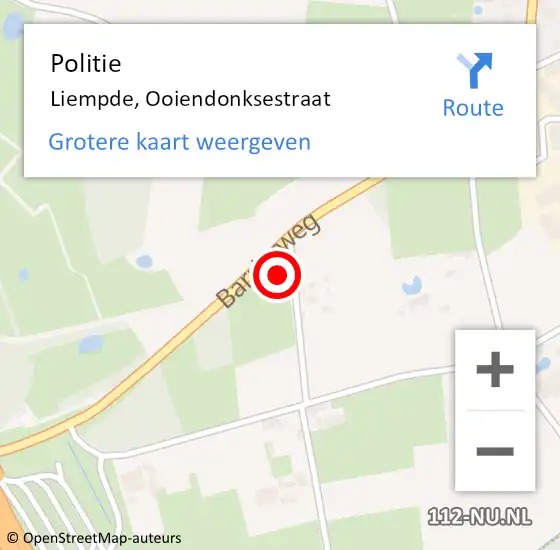 Locatie op kaart van de 112 melding: Politie Liempde, Ooiendonksestraat op 9 mei 2015 17:28