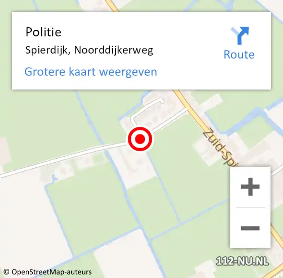 Locatie op kaart van de 112 melding: Politie Spierdijk, Noorddijkerweg op 9 mei 2015 17:40