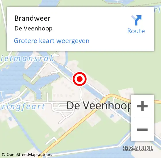 Locatie op kaart van de 112 melding: Brandweer De Veenhoop op 9 mei 2015 18:41