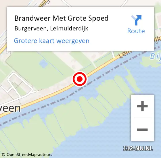 Locatie op kaart van de 112 melding: Brandweer Met Grote Spoed Naar Burgerveen, Leimuiderdijk op 9 mei 2015 19:30
