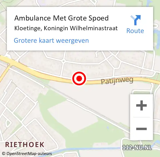 Locatie op kaart van de 112 melding: Ambulance Met Grote Spoed Naar Kloetinge, Koningin Wilhelminastraat op 9 mei 2015 21:52