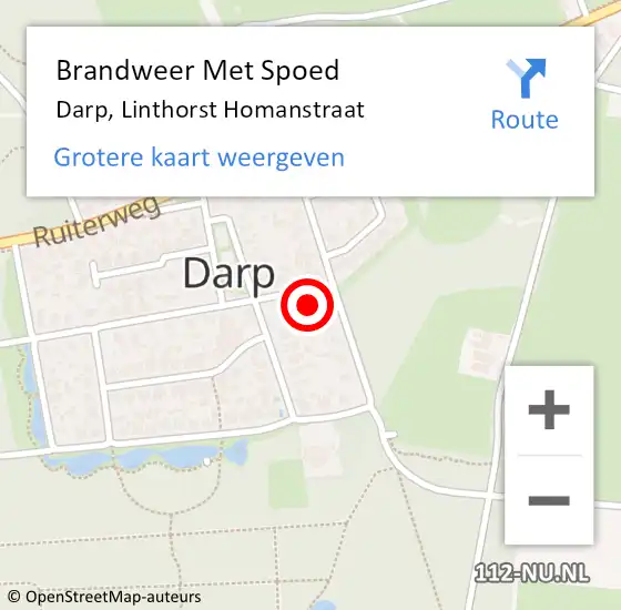 Locatie op kaart van de 112 melding: Brandweer Met Spoed Naar Darp, Linthorst Homanstraat op 9 mei 2015 22:09