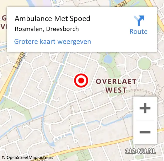 Locatie op kaart van de 112 melding: Ambulance Met Spoed Naar Rosmalen, Dreesborch op 9 mei 2015 22:12