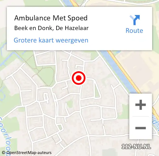 Locatie op kaart van de 112 melding: Ambulance Met Spoed Naar Beek en Donk, De Hazelaar op 9 mei 2015 22:32