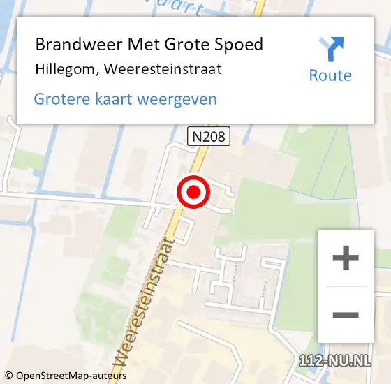 Locatie op kaart van de 112 melding: Brandweer Met Grote Spoed Naar Hillegom, Weeresteinstraat op 9 mei 2015 23:11