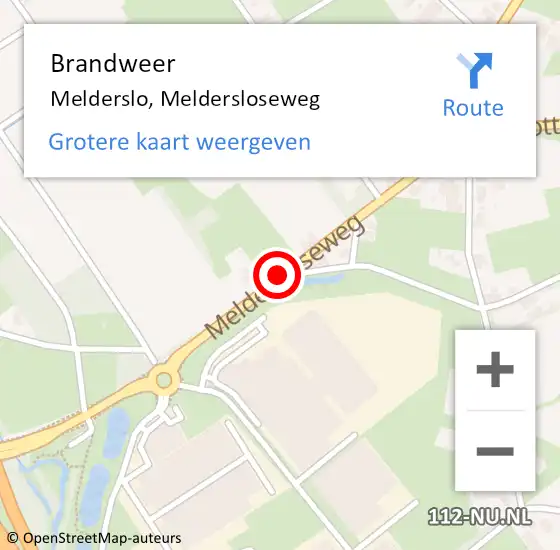 Locatie op kaart van de 112 melding: Brandweer Melderslo, Meldersloseweg op 9 mei 2015 23:53