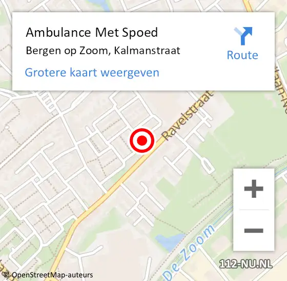 Locatie op kaart van de 112 melding: Ambulance Met Spoed Naar Bergen op Zoom, Kalmanstraat op 10 mei 2015 02:03