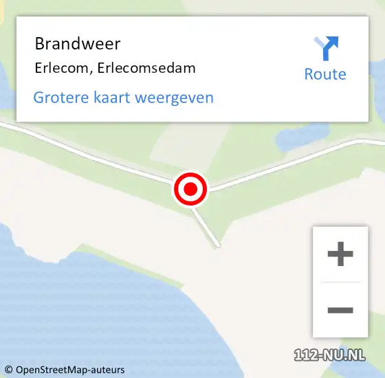 Locatie op kaart van de 112 melding: Brandweer Erlecom, Erlecomsedam op 10 mei 2015 07:55