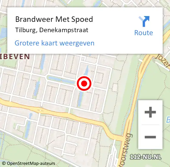 Locatie op kaart van de 112 melding: Brandweer Met Spoed Naar Tilburg, Denekampstraat op 10 mei 2015 10:16