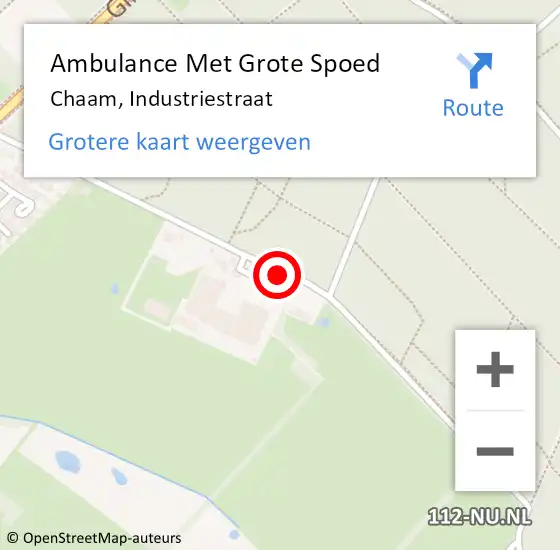 Locatie op kaart van de 112 melding: Ambulance Met Grote Spoed Naar Chaam, Industriestraat op 10 mei 2015 10:24