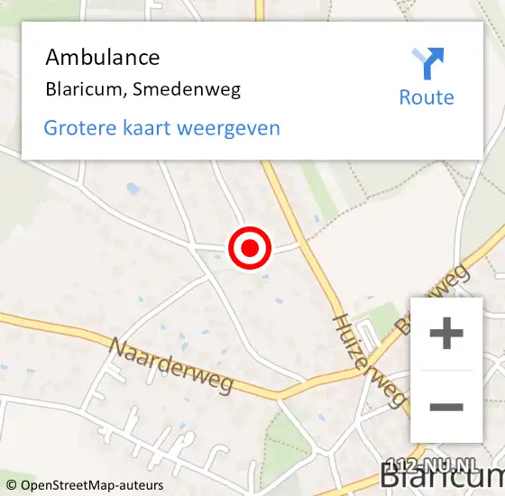 Locatie op kaart van de 112 melding: Ambulance Blaricum, Smedenweg op 7 november 2013 11:01