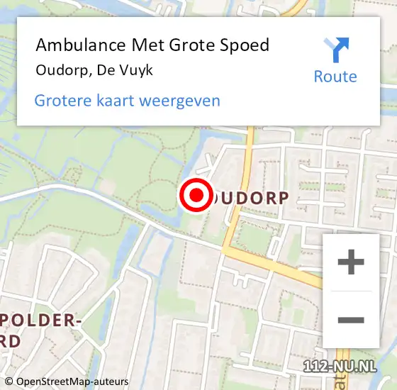 Locatie op kaart van de 112 melding: Ambulance Met Grote Spoed Naar Oudorp, De Vuyk op 10 mei 2015 10:28