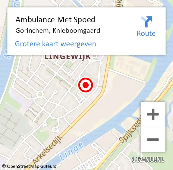 Locatie op kaart van de 112 melding: Ambulance Met Spoed Naar Gorinchem, Knieboomgaard op 10 mei 2015 10:43